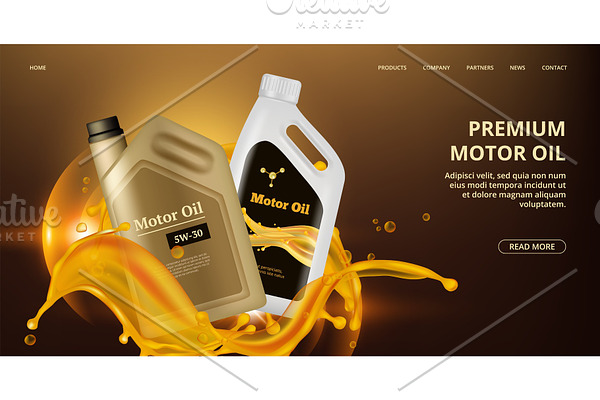Engine oil landing page. Vector