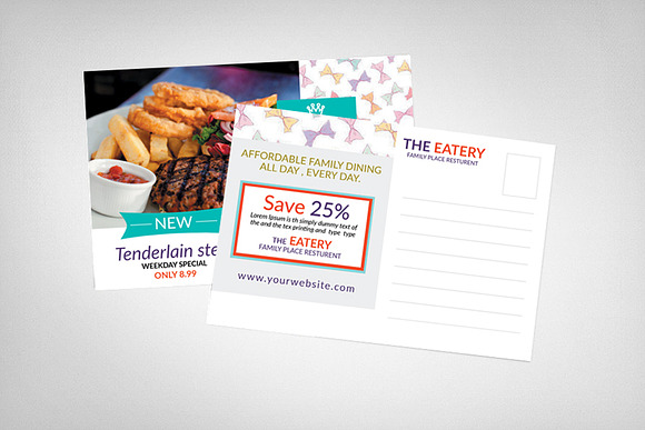 Steakhouse BBQ Restaurant Postcard in Postcard Templates - product preview 1