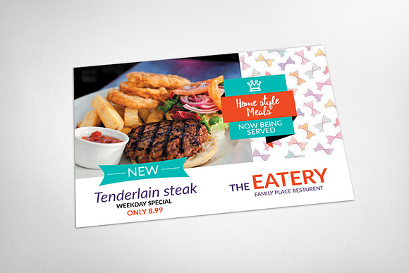 Steakhouse BBQ Restaurant Postcard in Postcard Templates - product preview 2