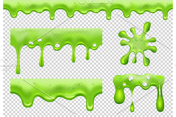 Slime. Green toxic flowing blotting