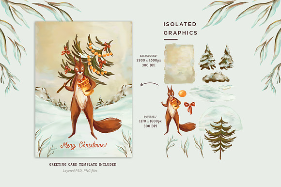Christmas Squirrels & Winter Scenes in Illustrations - product preview 10