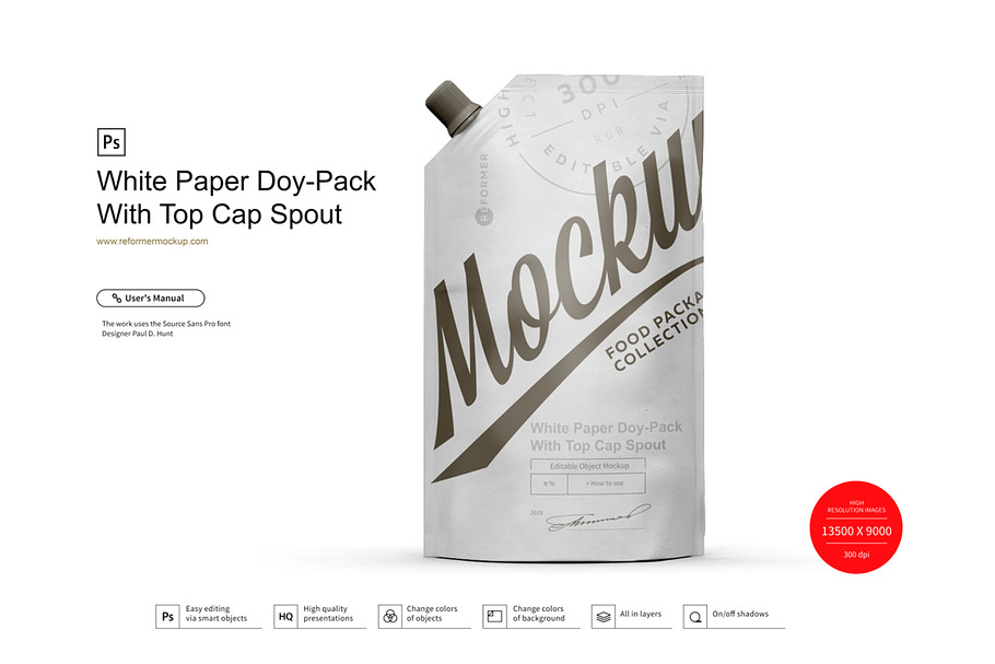 White Paper Doy-Pack With Top Cap