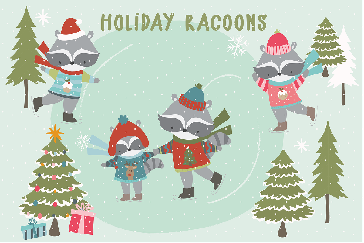 Holiday Racoons in Illustrations - product preview 8
