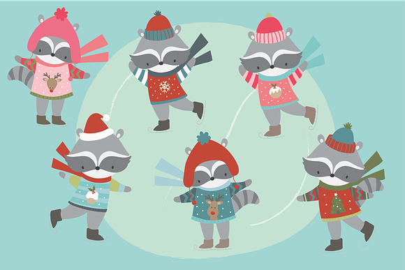 Holiday Racoons in Illustrations - product preview 1
