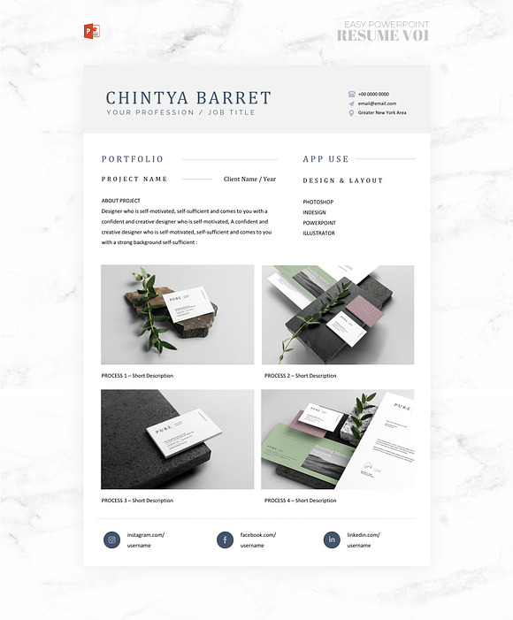 Easy Powerpoint Resume V01 in Stationery Templates - product preview 5