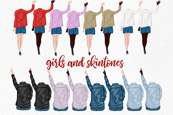 Travel Girls Clipart,Best Friends in Illustrations - product preview 1