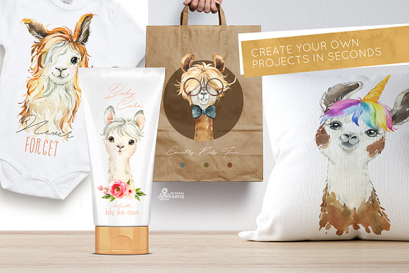 Llamas. Funny Watercolor Animals in Illustrations - product preview 6