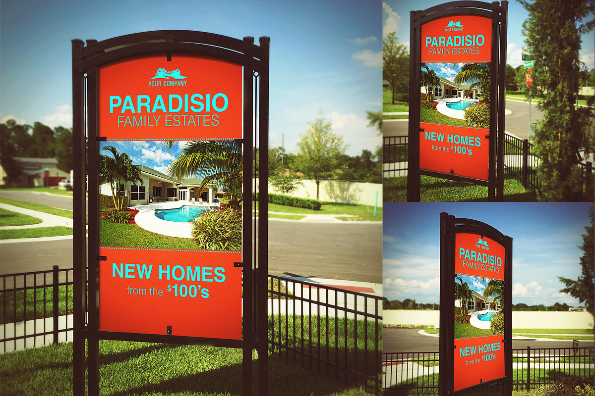 Vertical Outdoor Signage Mockup in Print Mockups - product preview 8