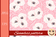 White anemones on the pink pattern