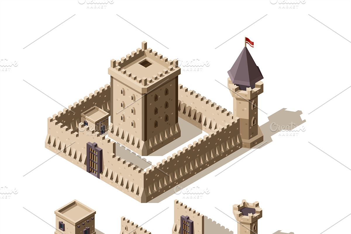 Castles isometric. Creation kit of m in Graphics - product preview 8