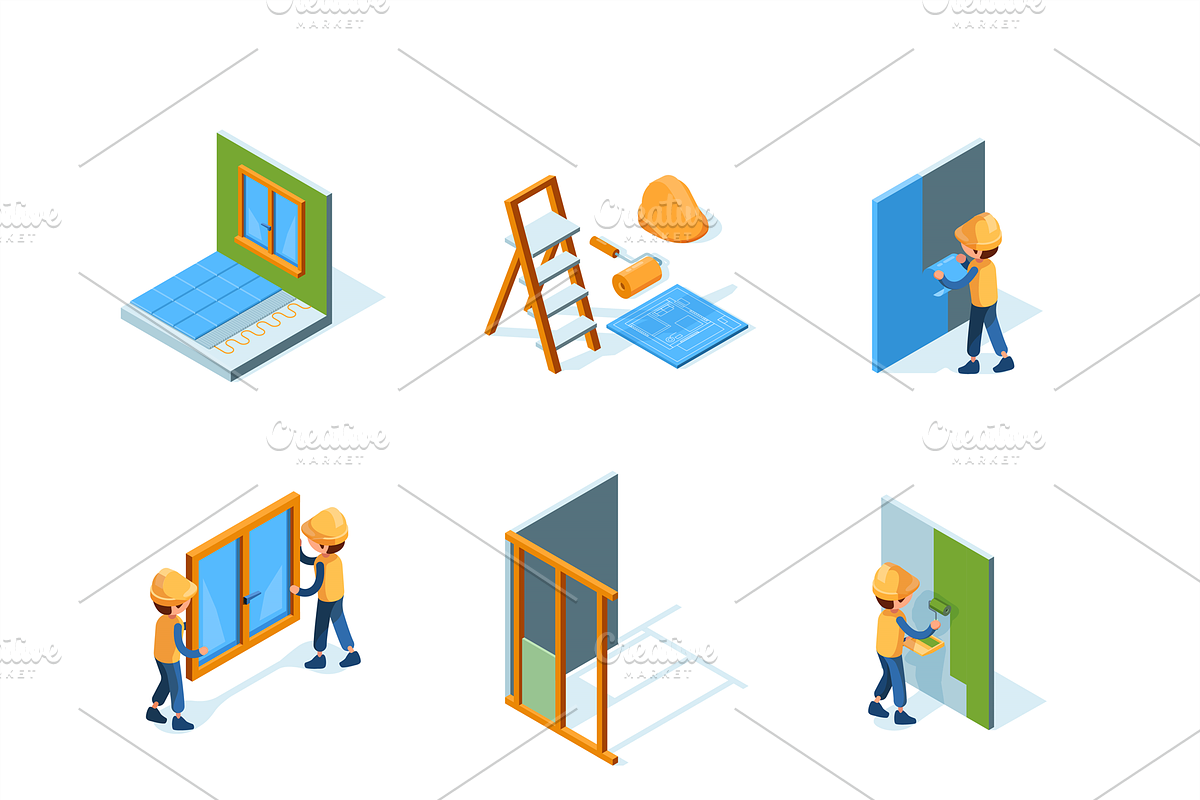 Home renovation. Worker installation in Graphics - product preview 8