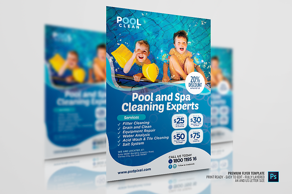 Pool Maintenance Flyer in Flyer Templates - product preview 2