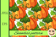 Seamless pattern with fall, pumpkin