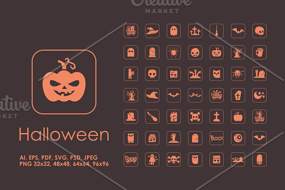 49 Halloween simple icons in Halloween Icons - product preview 1