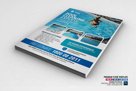 Swimming Pool Service Company Flyer in Flyer Templates - product preview 1