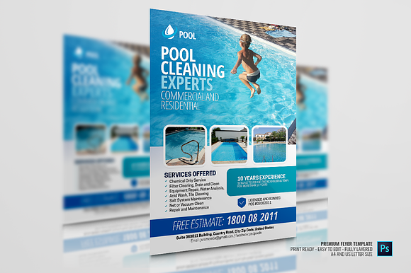 Swimming Pool Service Company Flyer in Flyer Templates - product preview 2