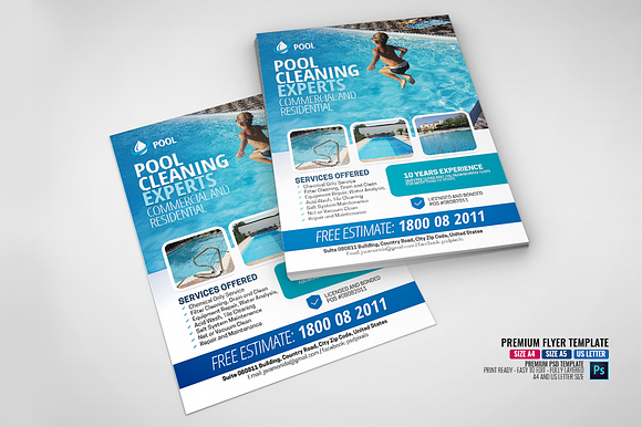 Swimming Pool Service Company Flyer in Flyer Templates - product preview 3