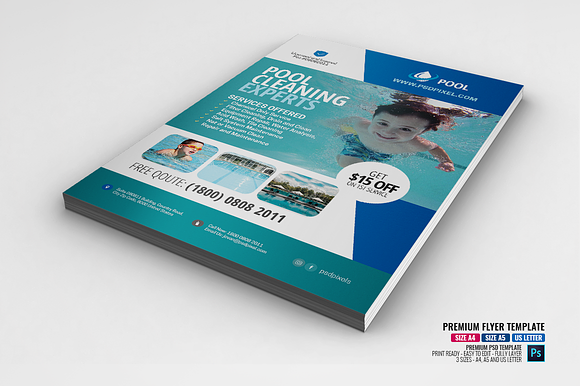 Swimming Pool Company Promo Flyer in Flyer Templates - product preview 1