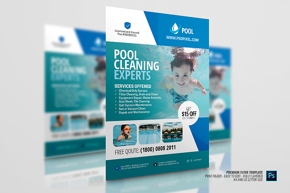 Swimming Pool Company Promo Flyer in Flyer Templates - product preview 2