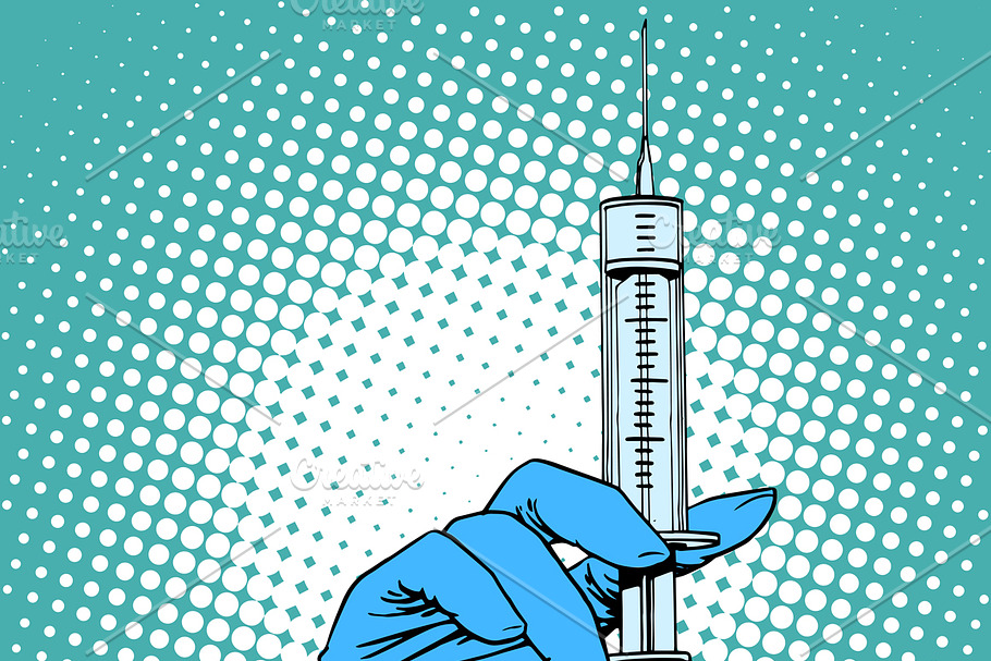 Hand with a syringe injection in Illustrations - product preview 8