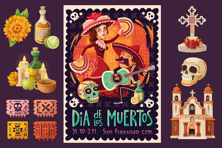 Day of the Dead Poster and Elements