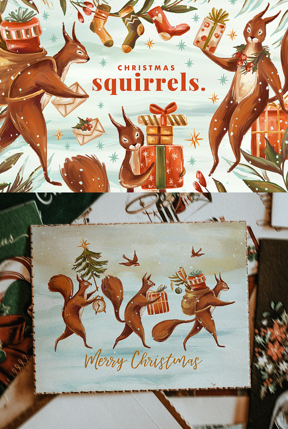 Christmas Squirrels & Winter Scenes in Illustrations - product preview 11