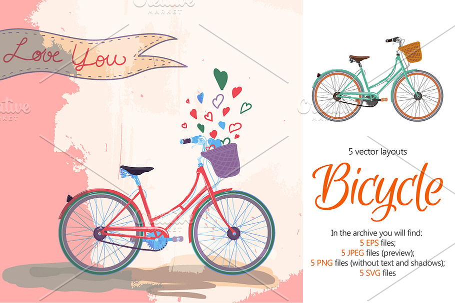 Bicycle Riding Set in Illustrations - product preview 8
