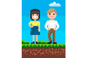Man and Woman Pixelated Characters