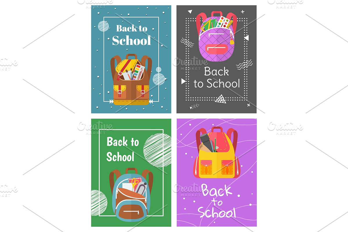 Colored School Backpack Back to in Illustrations - product preview 8