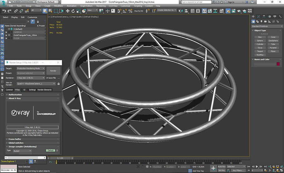 Circle Triangular Truss 150cm in Architecture - product preview 11