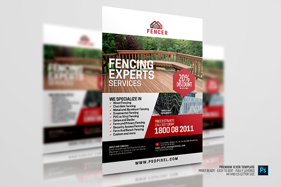 Fence Contractor Flyer in Flyer Templates - product preview 2