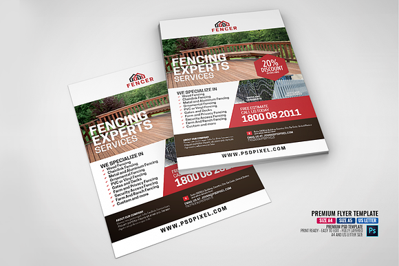 Fence Contractor Flyer in Flyer Templates - product preview 3