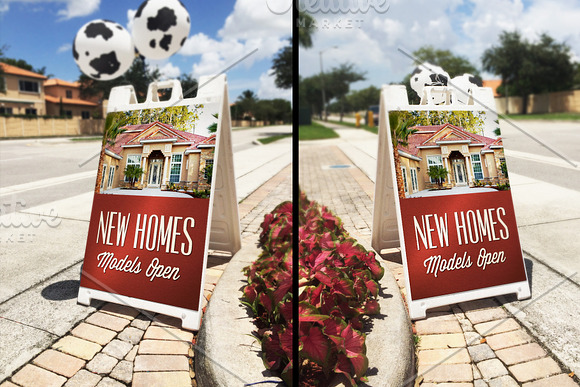 V-Fold Outdoor Sign Mockup in Print Mockups - product preview 1