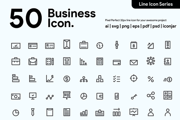 50 Business Line Icons