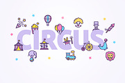 Circus Banner with Thin Line Icon.