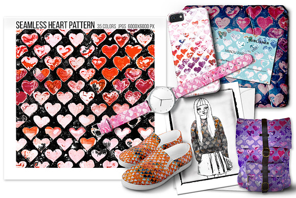 Seamless heart pattern texture in Textures - product preview 2