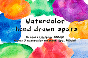 Bright watercolor hand drawn spots