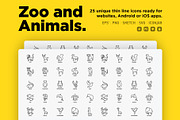 Zoo & Animals | 25 Thin Line Icons