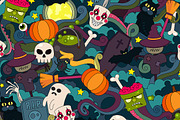 Halloween doodle vector seamless