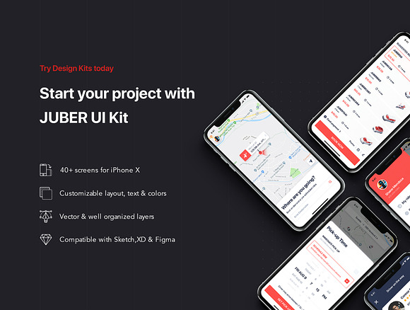 JUBER - Car Booking mobile UI Kit in UI Kits and Libraries - product preview 1