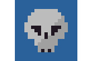 Skull Pixel Art Icon, Skeleton Sign