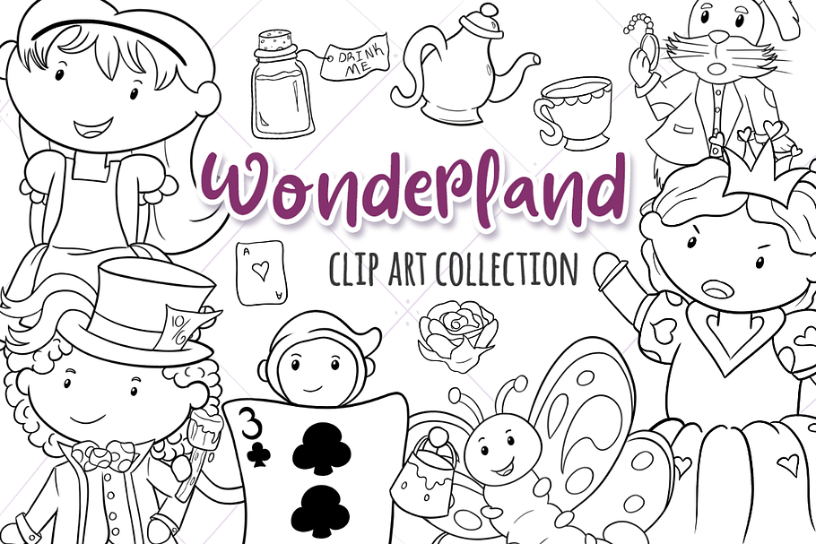Wonderland Story Book Digital Stamps