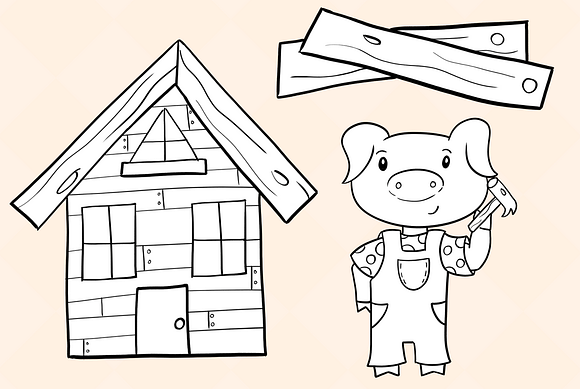 Three Little Pigs Digital Stamps in Illustrations - product preview 2
