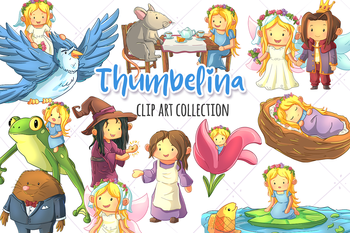 Thumbelina Clip Art Collection in Illustrations - product preview 8
