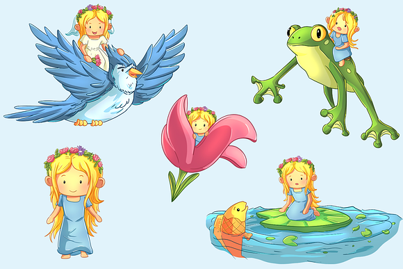 Thumbelina Clip Art Collection in Illustrations - product preview 2