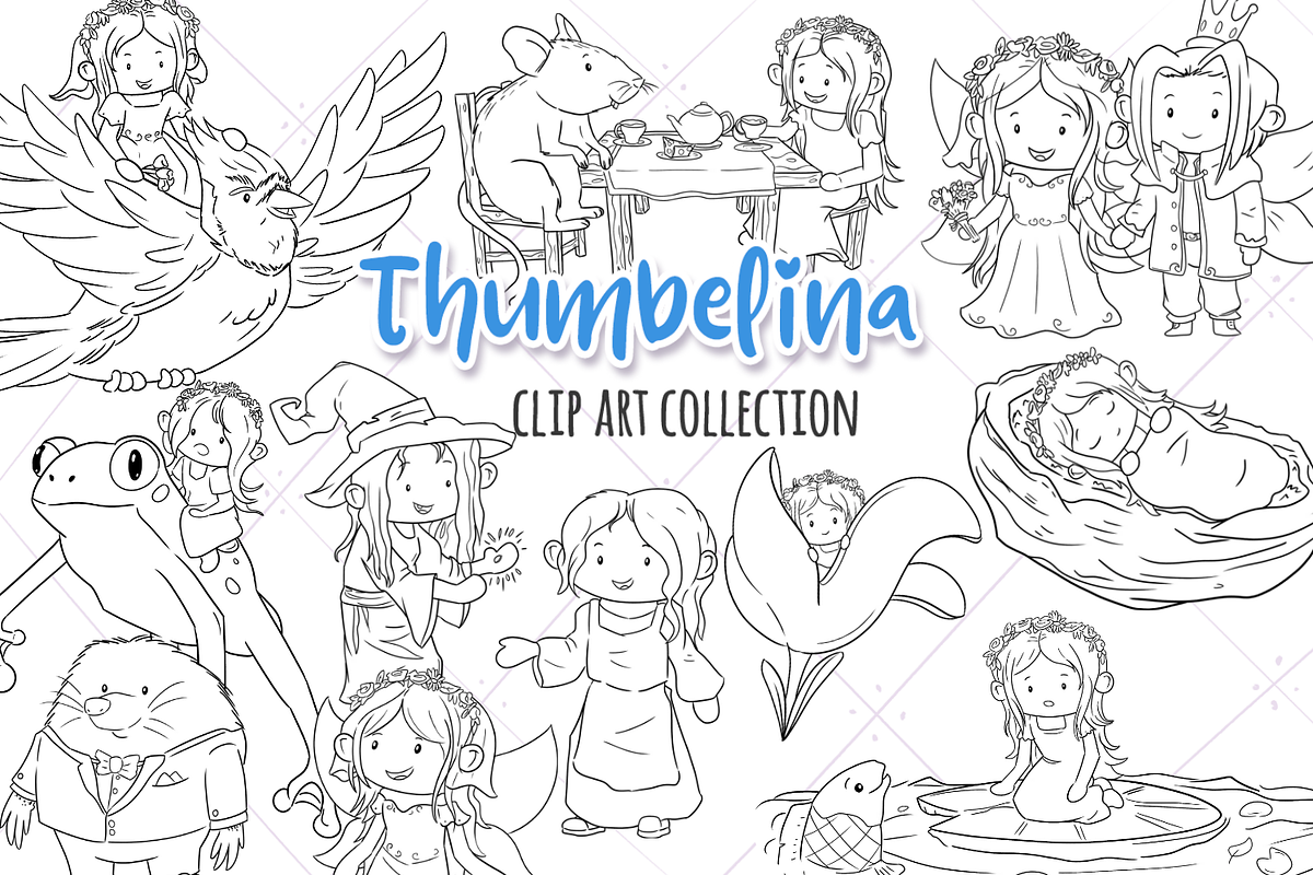 Thumbelina Digital Stamps in Illustrations - product preview 8