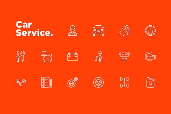 Car Service | 16 Thin Line Icons Set in Car Icons - product preview 4
