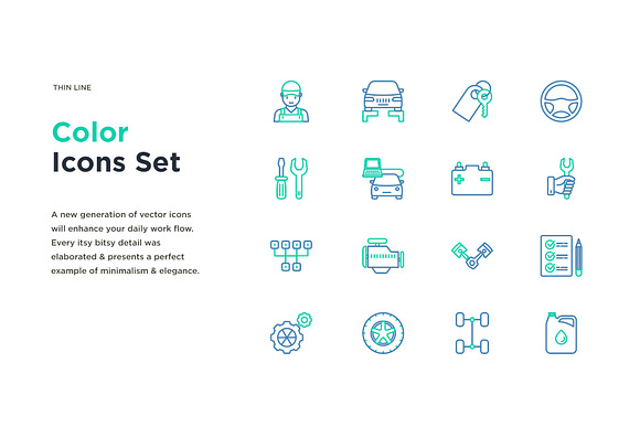 Car Service | 16 Thin Line Icons Set in Car Icons - product preview 5
