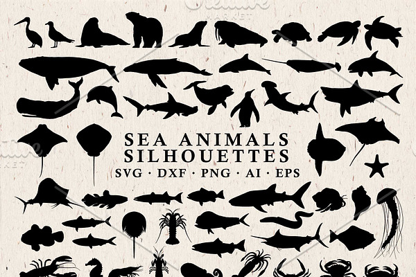 Sea Animals Silhouettes Vector Pack