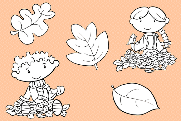 Fun Fall Leaves Digital Stamps in Illustrations - product preview 2